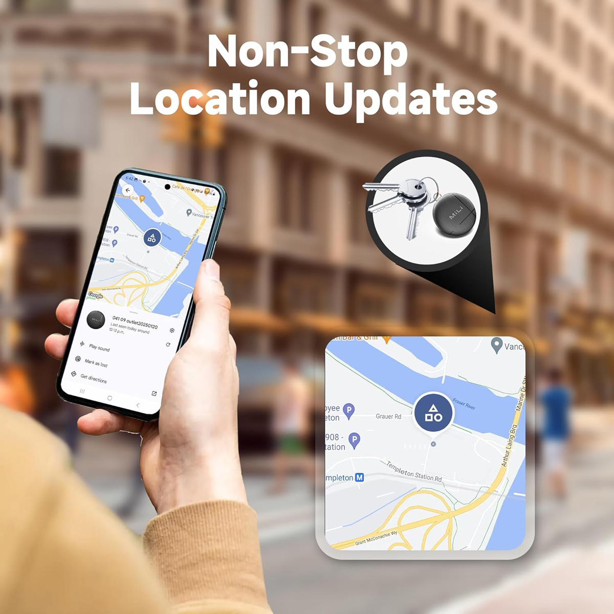 MILI smart tag LiTag Duo για iOS & Android συσκευές, Bluetooth tracker, μαύρο