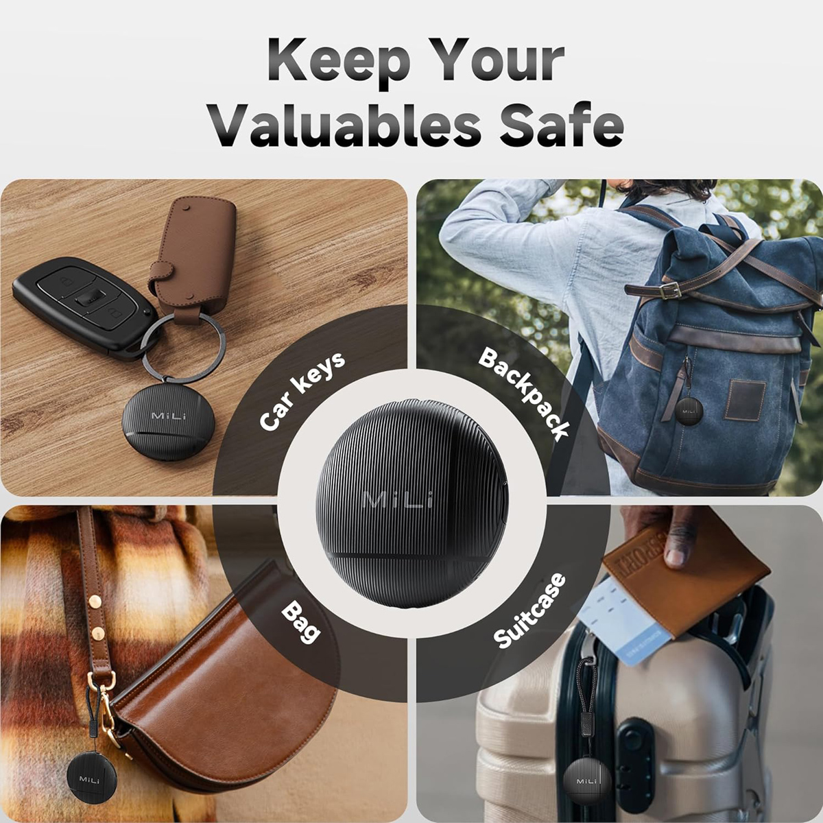 MILI smart tag LiTag Duo για iOS & Android συσκευές, Bluetooth tracker, μαύρο