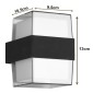 POWERTECH LED φωτιστικό τοίχου HLL-0159, 14W, 4000K, 1190lm, IP65, μαύρο