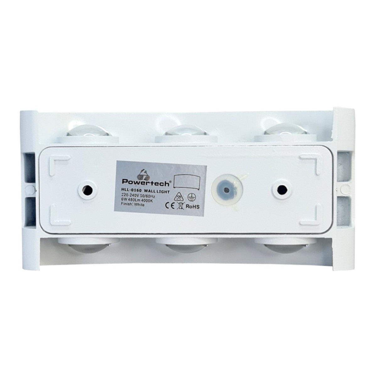POWERTECH LED φωτιστικό τοίχου HLL-0160, 6W, 4000K, 510lm, IP65, λευκό