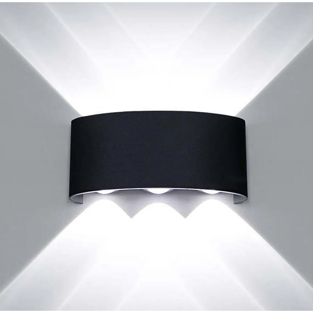 POWERTECH LED φωτιστικό τοίχου HLL-0161, 6W, 4000K, 510lm, IP65, μαύρο