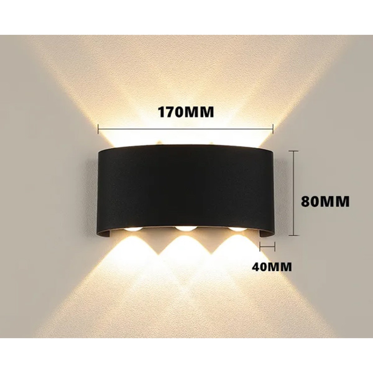 POWERTECH LED φωτιστικό τοίχου HLL-0161, 6W, 4000K, 510lm, IP65, μαύρο