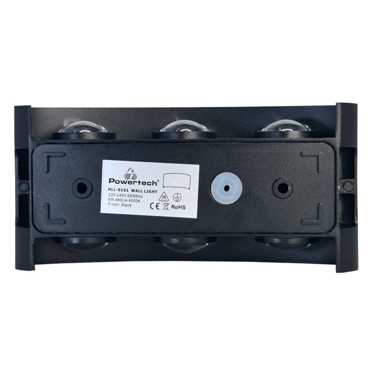 POWERTECH LED φωτιστικό τοίχου HLL-0161, 6W, 4000K, 510lm, IP65, μαύρο