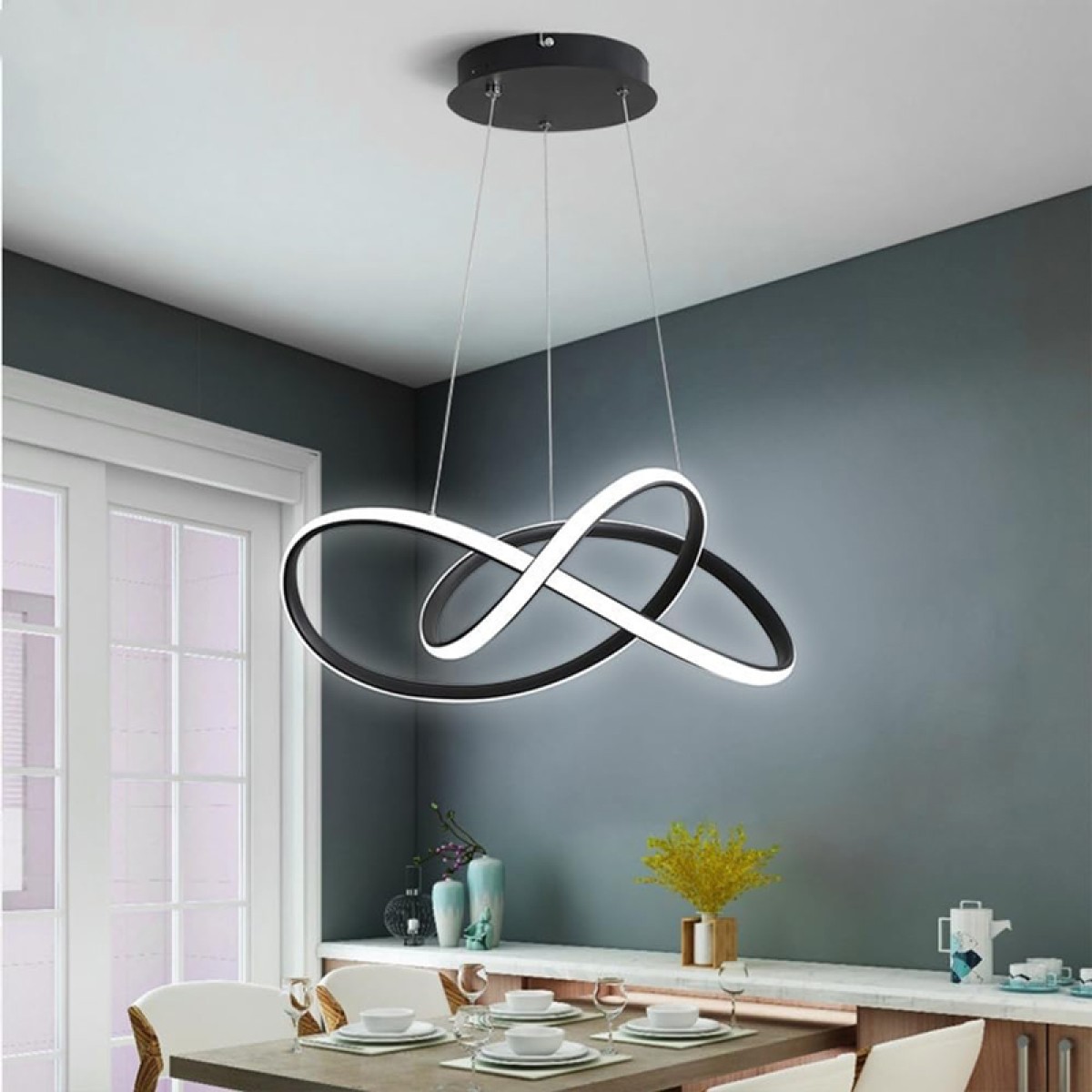 POWERTECH LED φωτιστικό οροφής HLL-0180, 50W, 4000K, Φ60cm x 120cm, μαύρο