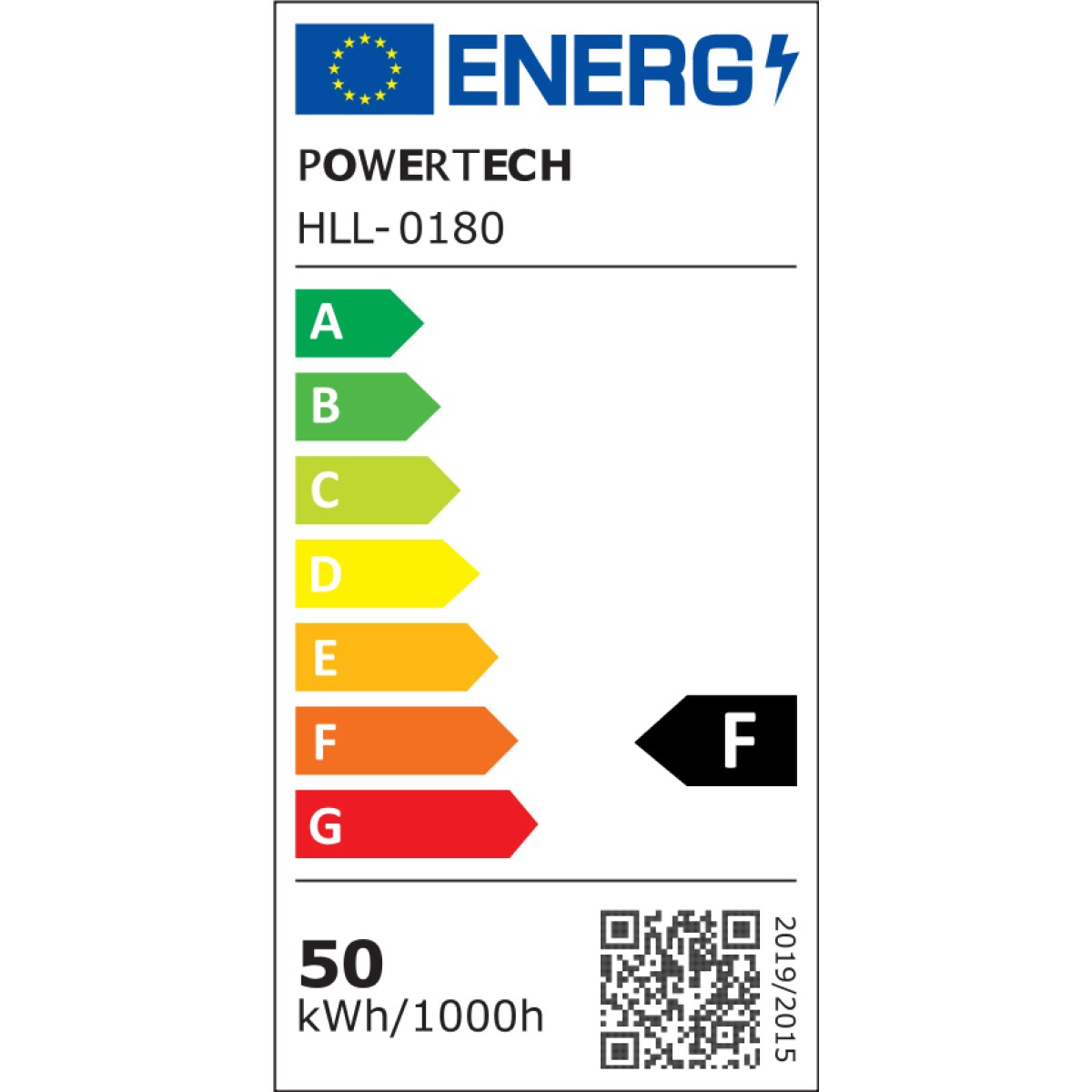 POWERTECH LED φωτιστικό οροφής HLL-0180, 50W, 4000K, Φ60cm x 120cm, μαύρο