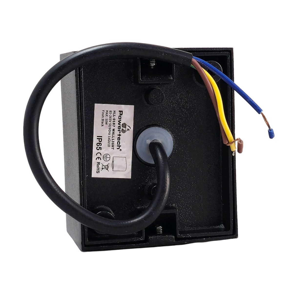 POWERTECH φωτιστικό τοίχου HLL-0187 για GU10 λάμπα, μεταλλικό, IP65, μαύρο