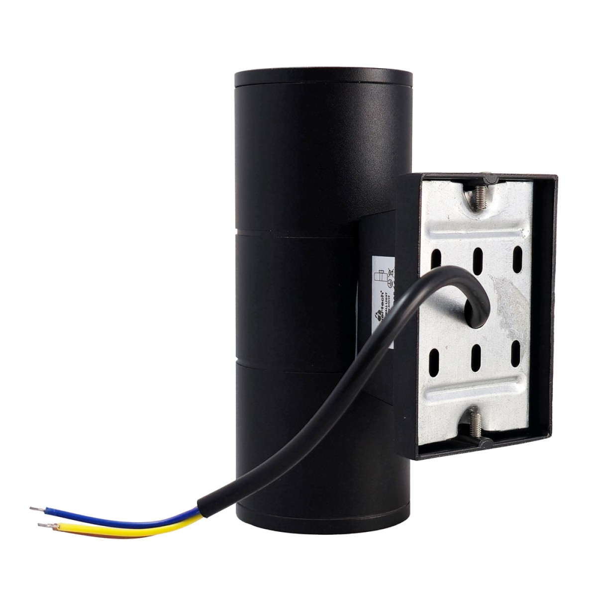 POWERTECH φωτιστικό τοίχου HLL-0190 για 2x GU10 λάμπες, μεταλλικό, IP65, μαύρο