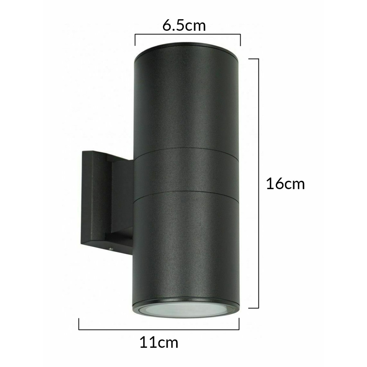 POWERTECH φωτιστικό τοίχου HLL-0190 για 2x GU10 λάμπες, μεταλλικό, IP65, μαύρο