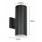 POWERTECH φωτιστικό τοίχου HLL-0190 για 2x GU10 λάμπες, μεταλλικό, IP65, μαύρο
