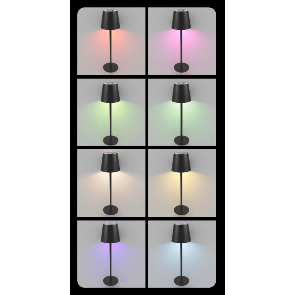POWERTECH LED επιτραπέζιο φωτιστικό HLL-0195, RGB, ρυθμιζόμενο, επαναφορτιζόμενο, μαύρο