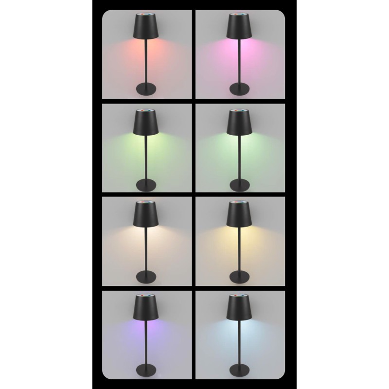 POWERTECH LED επιτραπέζιο φωτιστικό HLL-0195, RGB, ρυθμιζόμενο, επαναφορτιζόμενο, μαύρο