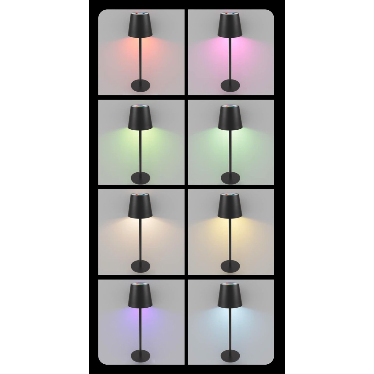 POWERTECH LED επιτραπέζιο φωτιστικό HLL-0196, RGB, ρυθμιζόμενο, επαναφορτιζόμενο, λευκό