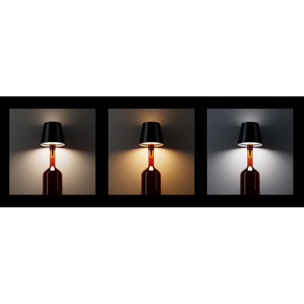 POWERTECH LED φωτιστικό για μπουκάλι HLL-0197, ρυθμιζόμενο, επαναφορτιζόμενο, μαύρο