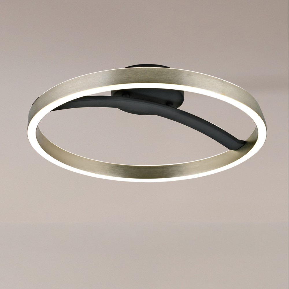 POWERTECH LED φωτιστικό οροφής HLL-0200, 29W, 4000K, Φ38x10cm, ασημί/μαύρο