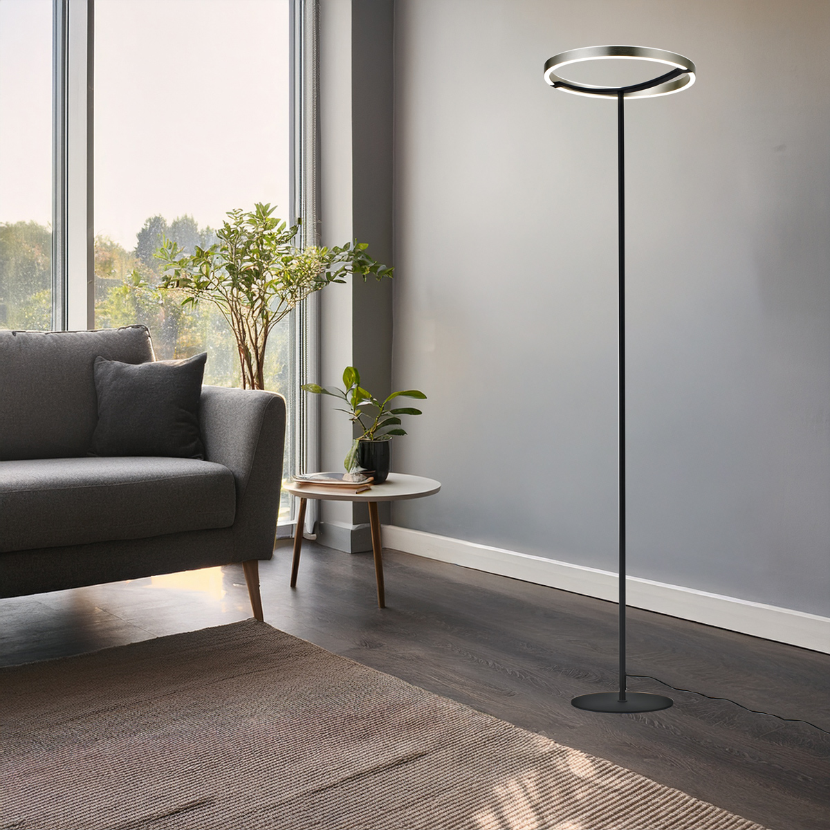 POWERTECH LED φωτιστικό δαπέδου HLL-0204, 42W, 4000K, Φ38x157cm, ασημί/μαύρο
