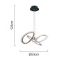 POWERTECH LED φωτιστικό οροφής HLL-0205, 40W, 4000K, Φ53x120cm, οπάλ χρυσό/μαύρο
