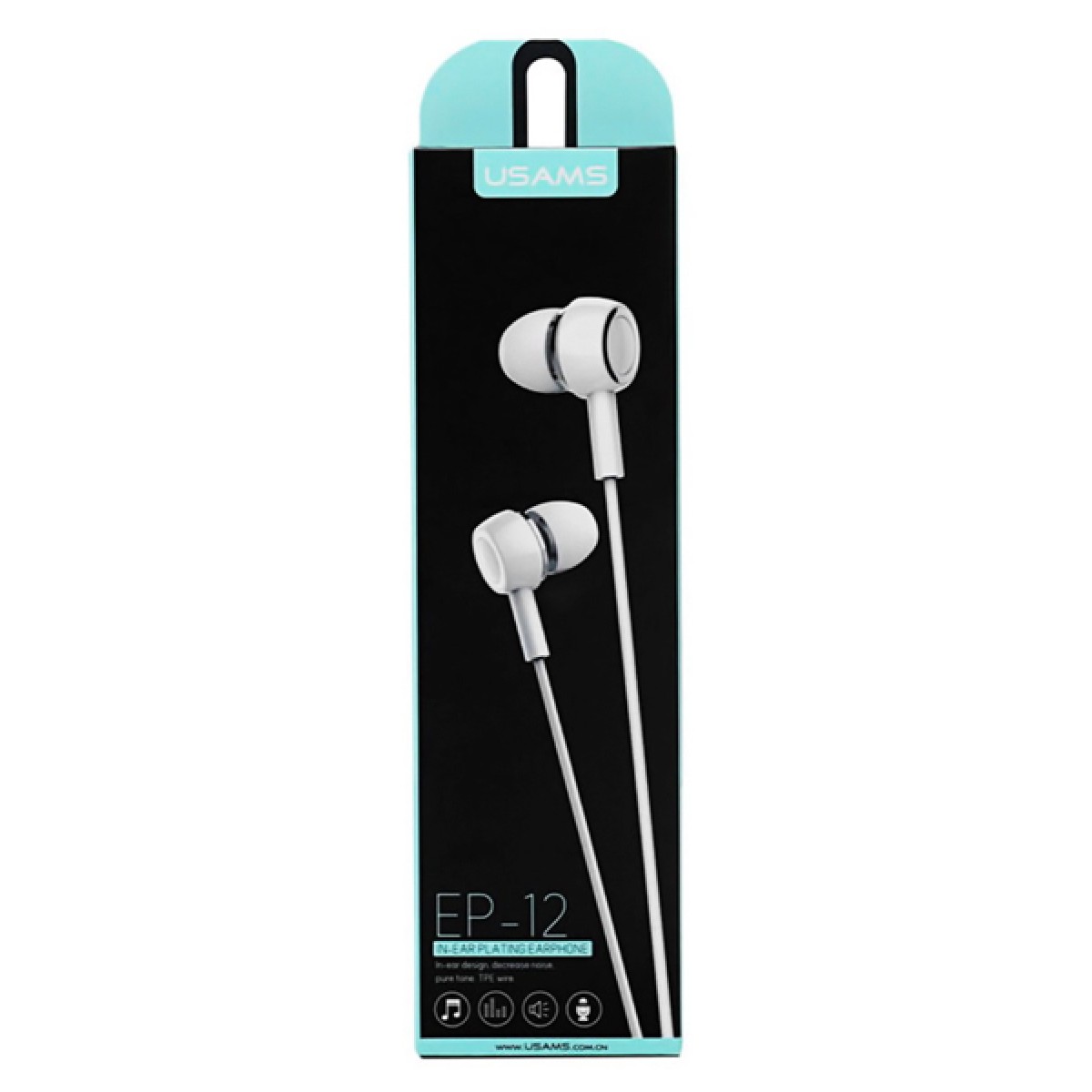 USAMS earphones με μικρόφωνο EP-12, 10mm, 3.5mm, 1.2m, λευκά