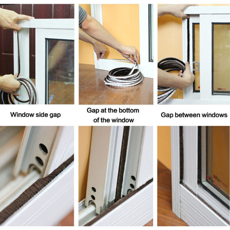 HOME USE Αυτοκόλλητη μονωτική ταινία HUH-0086 για παράθυρα, 7x6mm, 5m, καφέ