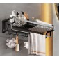 HOME USE κρεμάστρα μπάνιου HUH-0164 με ράφι, μεταλλική 57x22x13cm, μαύρη