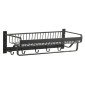 HOME USE κρεμάστρα μπάνιου HUH-0164 με ράφι, μεταλλική 57x22x13cm, μαύρη