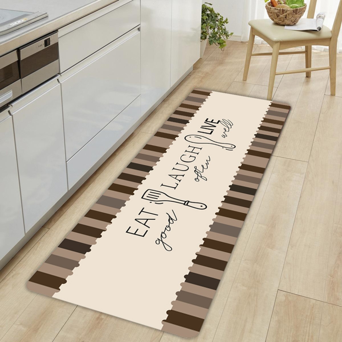 HOME USE πατάκι κουζίνας HUH-0219, αντιολισθητικό, 150x50cm, 3.5mm πάχος, καφέ