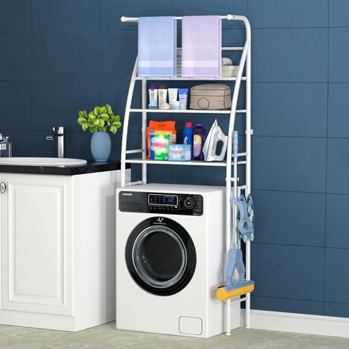 HOME USE ραφιέρα μπάνιου HUH-0222 με 3 ράφια, μεταλλική, 65x25x175cm, λευκή