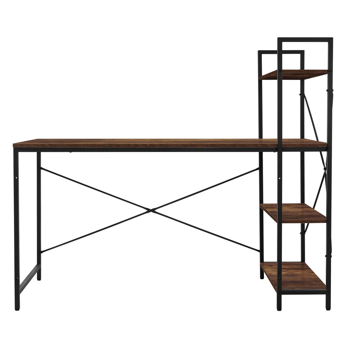 HOME USE γραφείο HUH-0249 με ραφιέρα, 120x60x122cm, καφέ/μαύρο