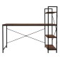 HOME USE γραφείο HUH-0249 με ραφιέρα, 120x60x122cm, καφέ/μαύρο