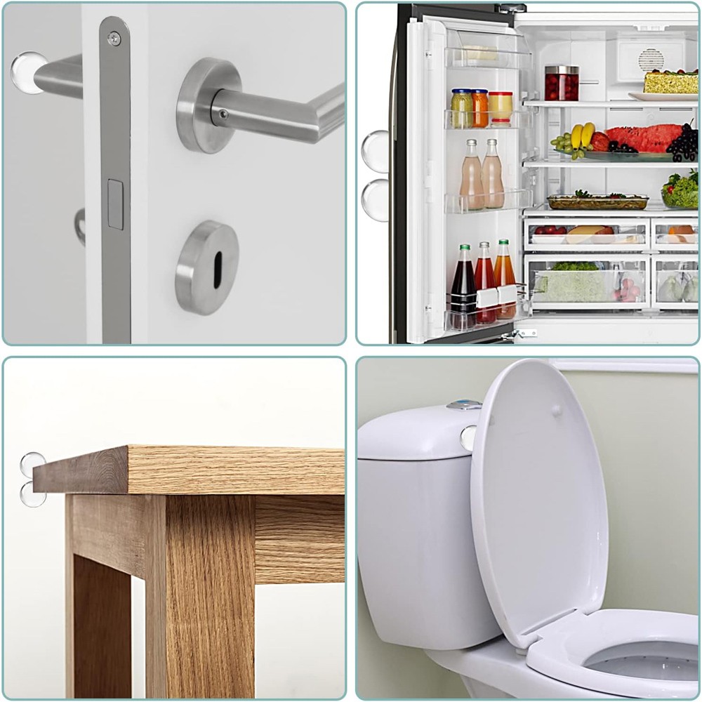 HOME USE στοπ πόρτας HUH-0264, αυτοκόλλητο, PU πλαστικό, 25x10mm, διάφανο, 12τμχ