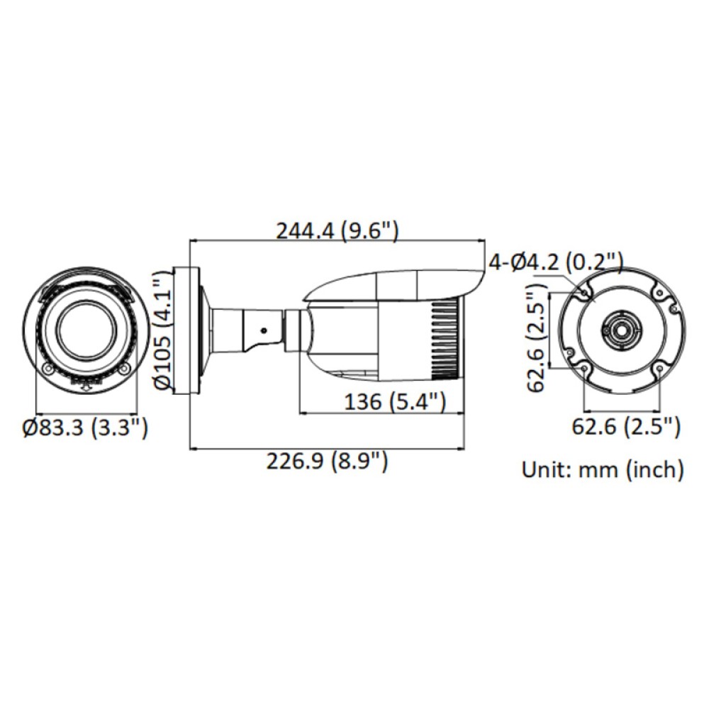 HIKVISION HIWATCH IP κάμερα HWI-B640H-Z, POE, 2.8-12mm, 4MP, IP67