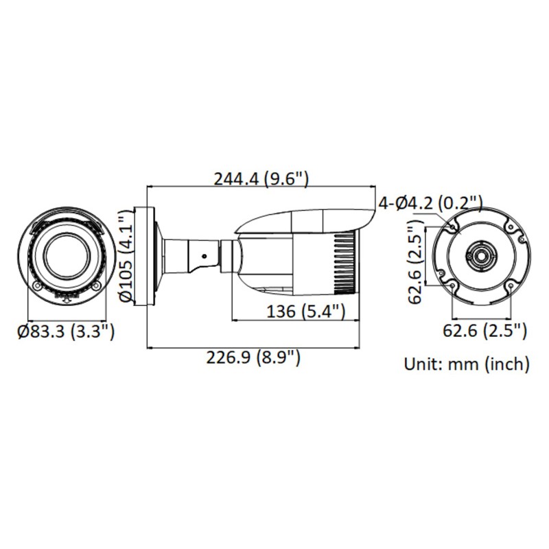 HIKVISION HIWATCH IP κάμερα HWI-B640H-Z, POE, 2.8-12mm, 4MP, IP67