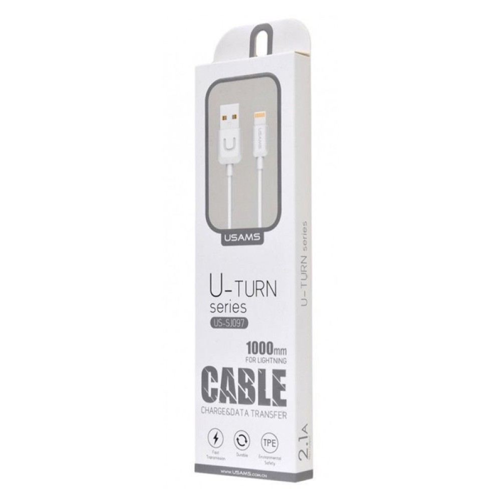 USAMS καλώδιο Lightning σε USB US-SJ097, 2.1A, 1m, λευκό