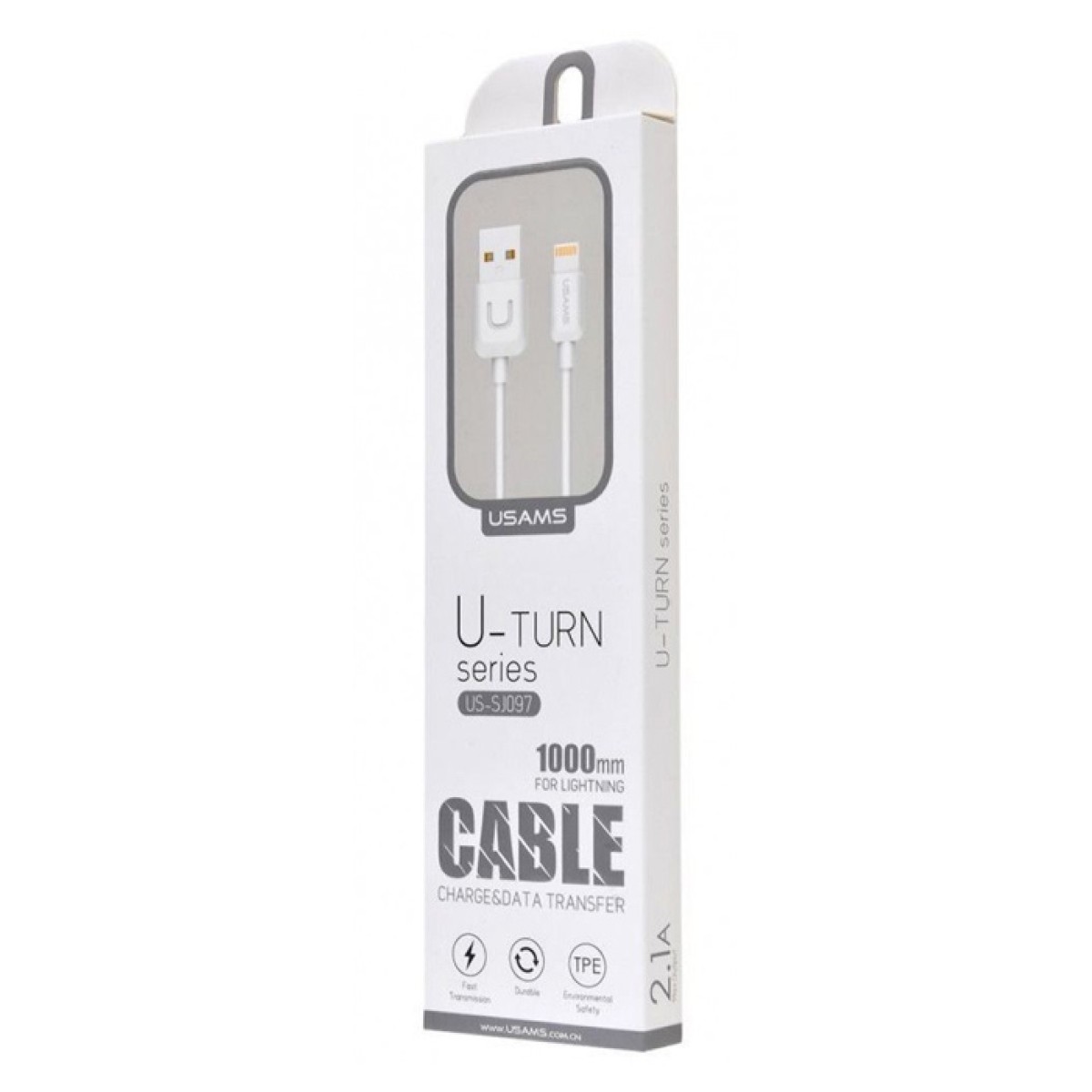 USAMS καλώδιο Lightning σε USB US-SJ097, 2.1A, 1m, λευκό