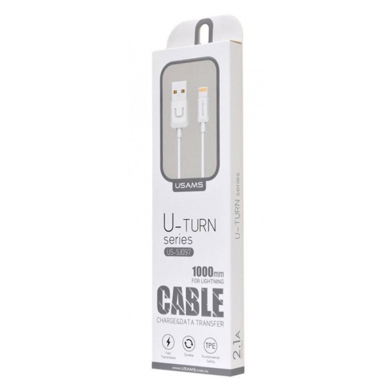 USAMS καλώδιο Lightning σε USB US-SJ097, 2.1A, 1m, λευκό