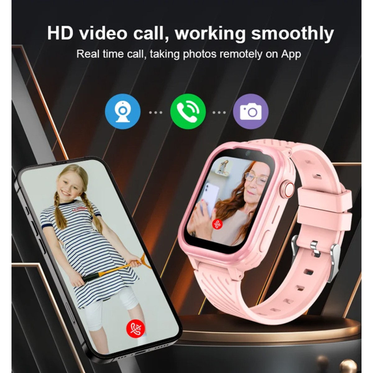 INTIME GPS smartwatch για παιδιά IT-063, 1.85", κάμερα, 4G, IPX7, ροζ