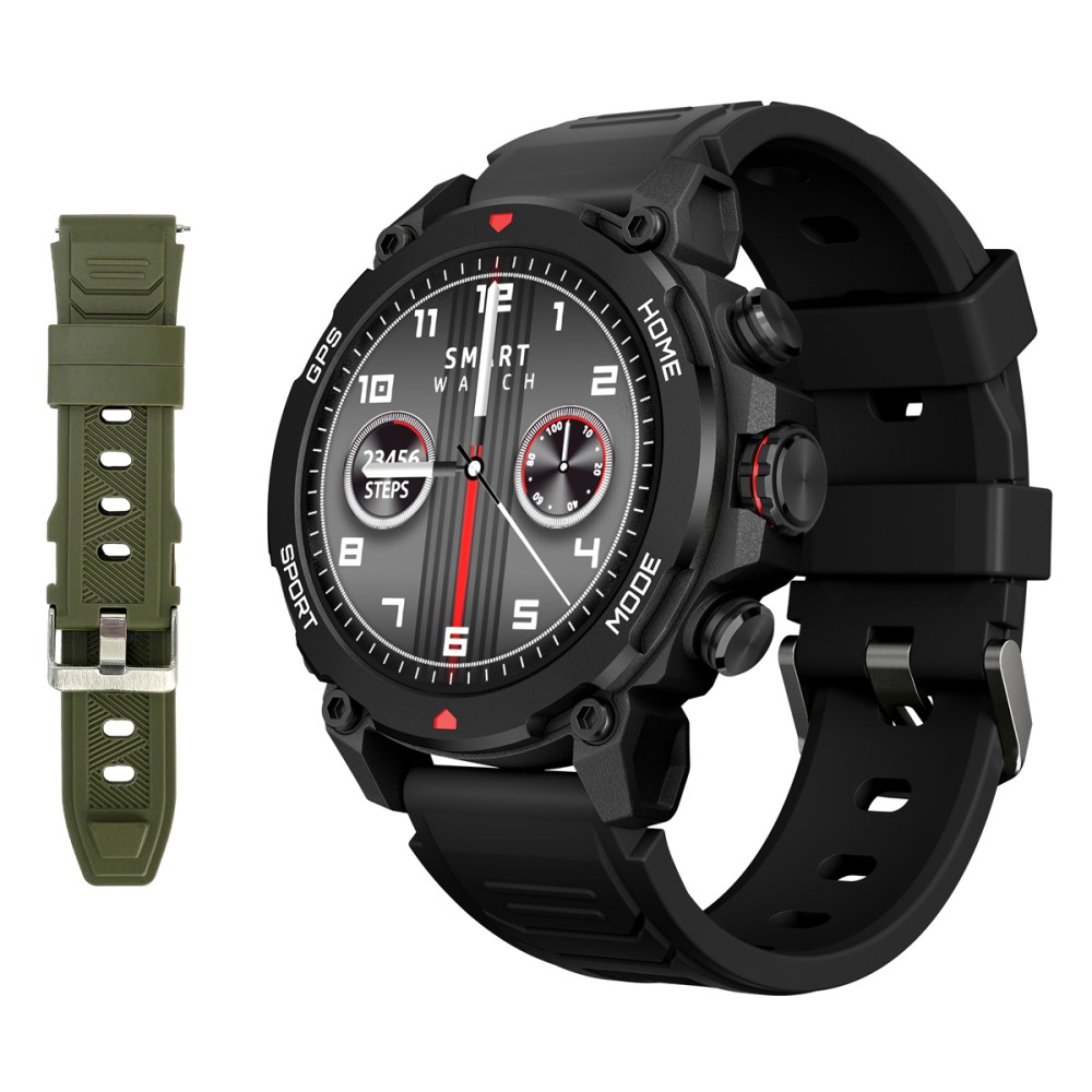 INTIME smartwatch G6 με 2x λουράκια, heart rate, 1.43" AMOLED, GPS, 5ATM/IP69, titanium black