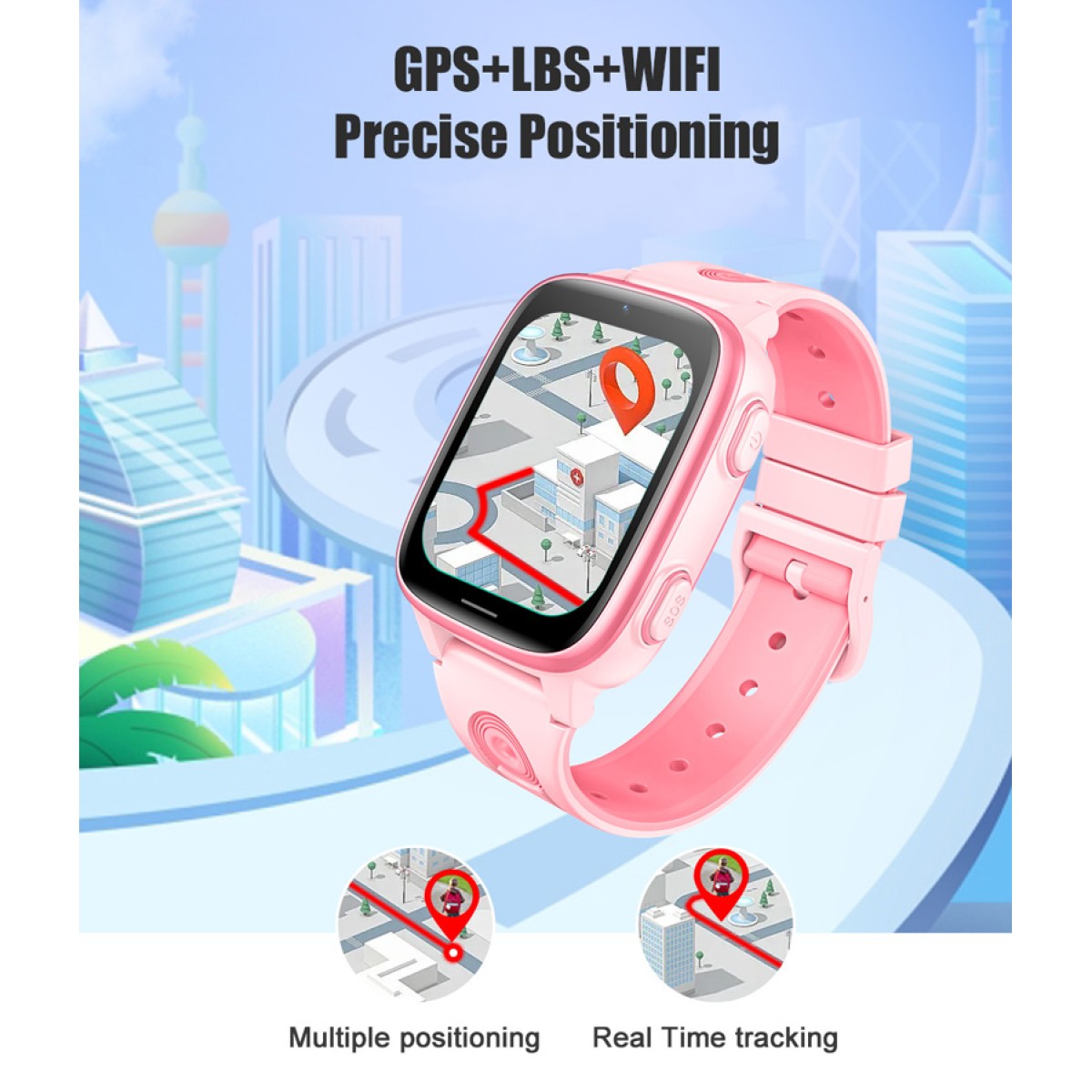 INTIME GPS smartwatch για παιδιά IT-073, 1.83", κάμερα, 4G, IPX5, ροζ