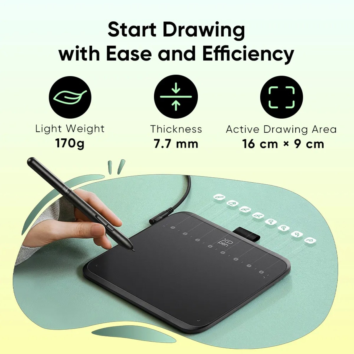 XP-PEN ταμπλέτα σχεδίασης με γραφίδα Deco 640, 160x90mm, μαύρο