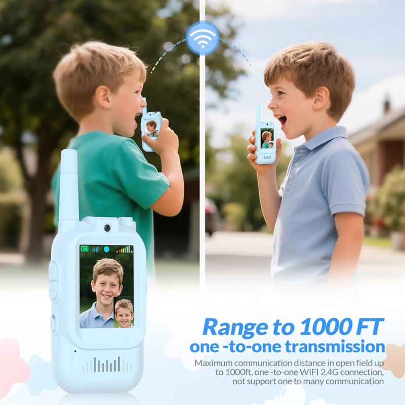 MAFITI παιδικά walkie talkie JK200 με οθόνη & κάμερα, 3+ ετών, επαναφορτιζόμενα, μπλε, 2τμχ
