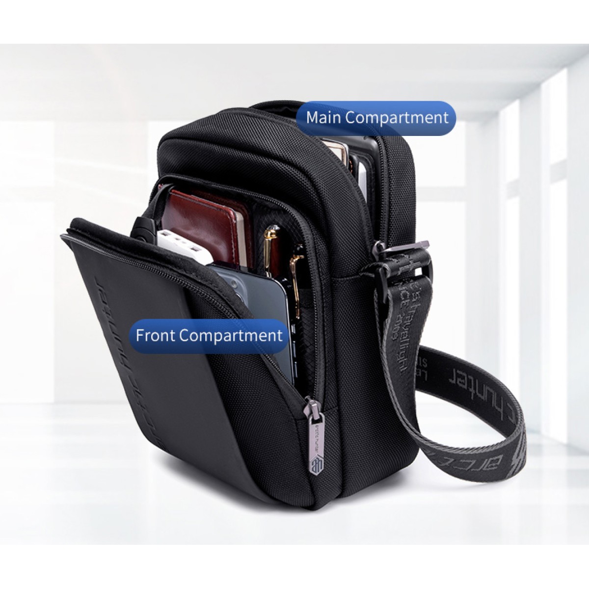 ARCTIC HUNTER τσάντα ώμου K00542, με θήκη tablet 9.7", 4L, μαύρη