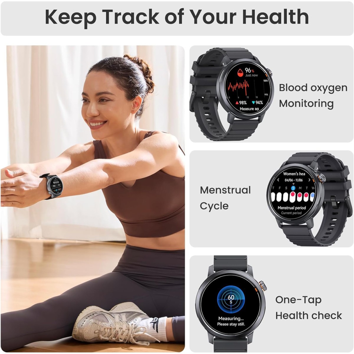 KOSPET smartwatch Orb, heart rate, 1.43" AMOLED, IP68, μαύρο