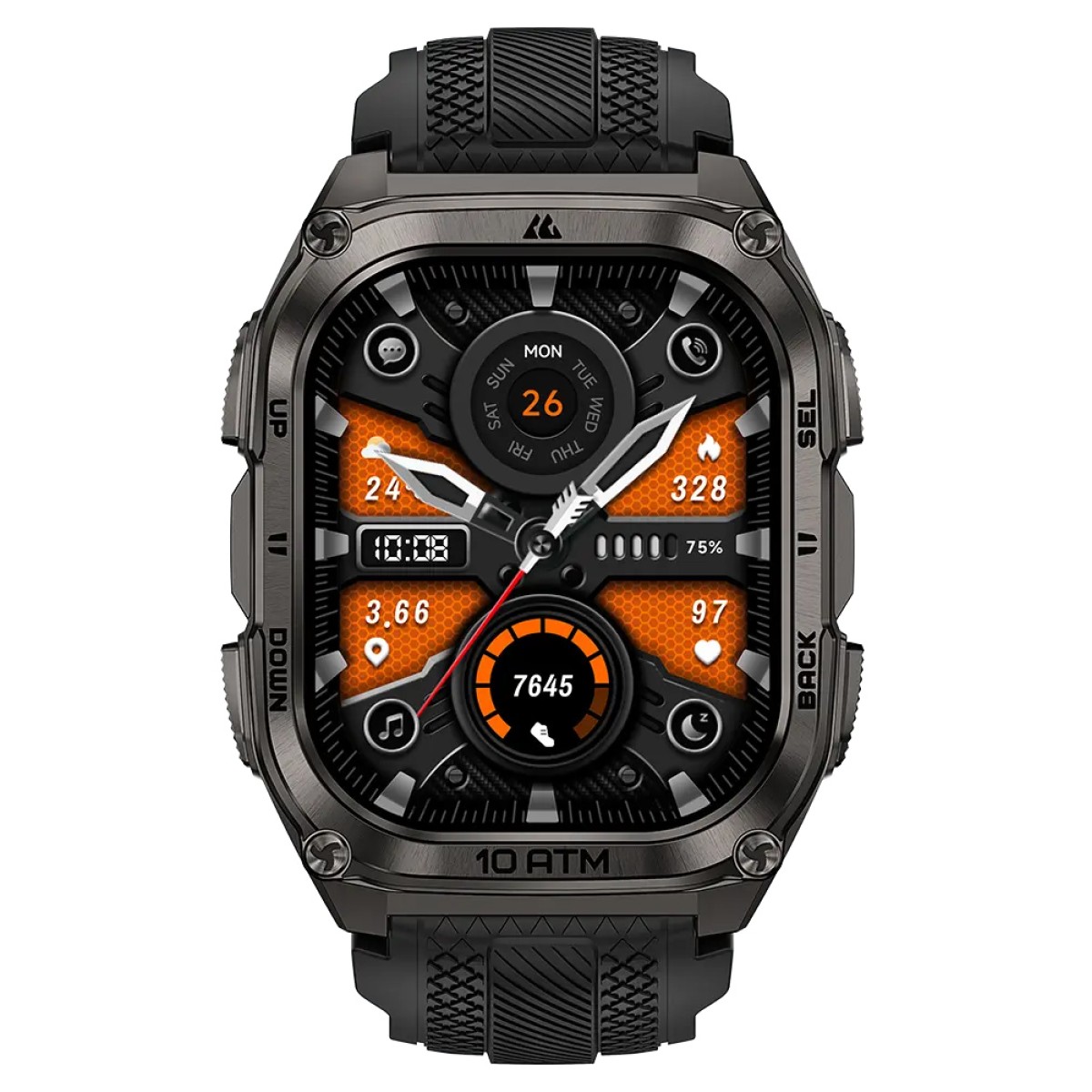 KOSPET smartwatch TANK M4, heart rate, 1.96" AMOLED, GPS, 10 ATM & IP69K, μαύρο