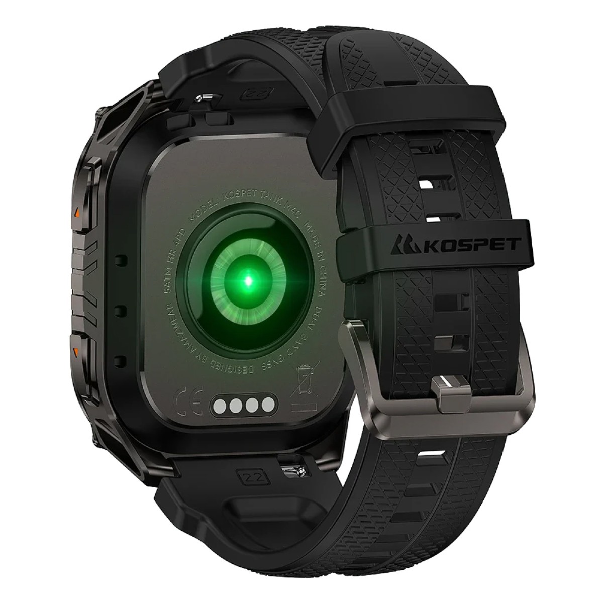 KOSPET smartwatch TANK M4C, heart rate, 1.96" AMOLED, GPS, 5 ATM & IP69K, με φακό, μαύρο
