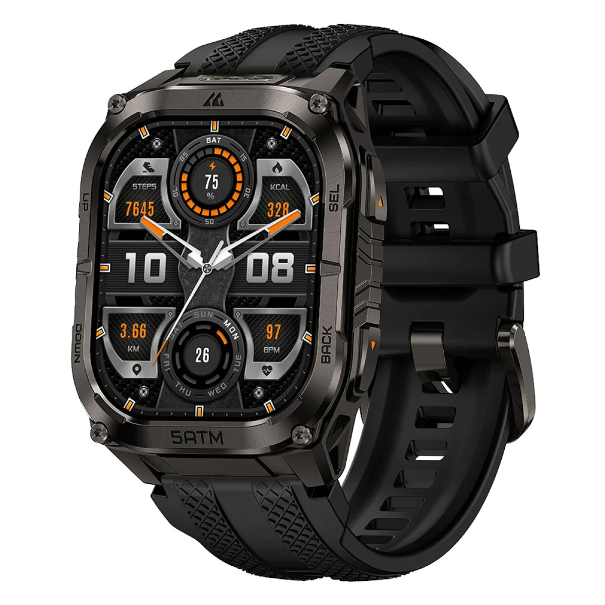 KOSPET smartwatch TANK M4C, heart rate, 1.96" AMOLED, GPS, 5 ATM & IP69K, με φακό, μαύρο