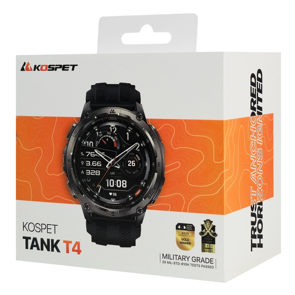 KOSPET smartwatch TANK T4, heart rate, 1.43" AMOLED, GPS, 10 ATM & IP69K, μαύρο