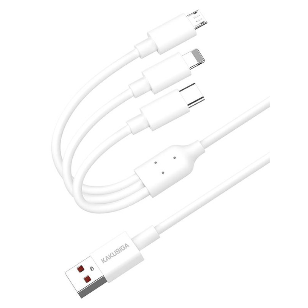 KAKUSIGA καλώδιο USB σε USB-C/Lightning/Micro USB KSC-1021, 5A, 1.2m, λευκό