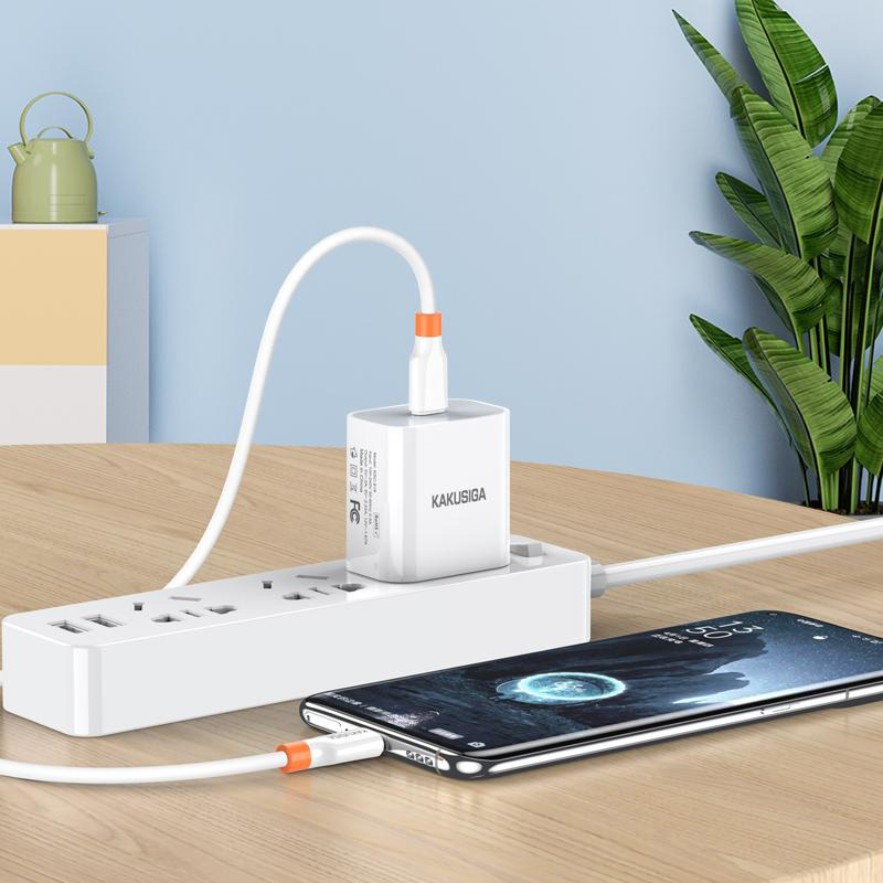 KAKUSIGA καλώδιο USB-C KSC-1024, σιλικόνης, 100W, 480Mbps, 0.25m, λευκό