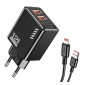 KAKUSIGA φορτιστής τοίχου KSC-1238 με καλώδιο Lightning, 2x USB, 12W, μαύρος