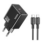 KAKUSIGA φορτιστής τοίχου KSC-1242 με καλώδιο USB-C, USB-C, 30W, μαύρος