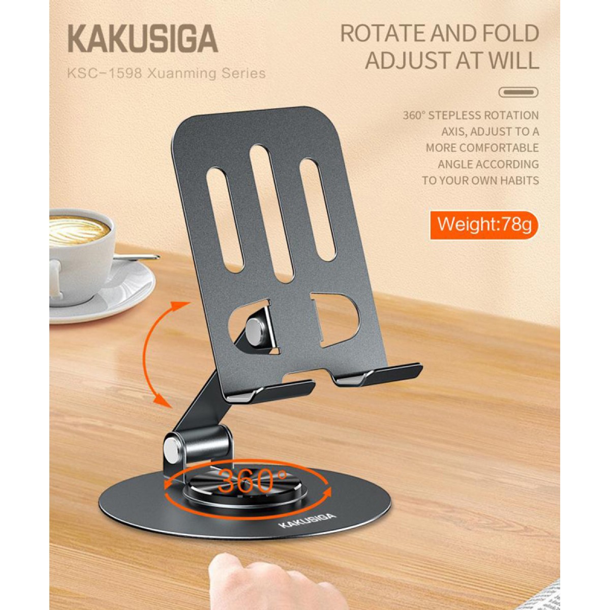 KAKUSIGA επιτραπέζια βάση smartphone KSC-1598, foldable, μαύρη